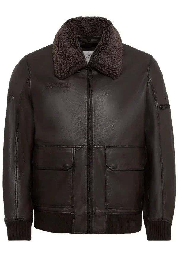 Δερμάτινο Μπουφάν Καφέ Σκούρο